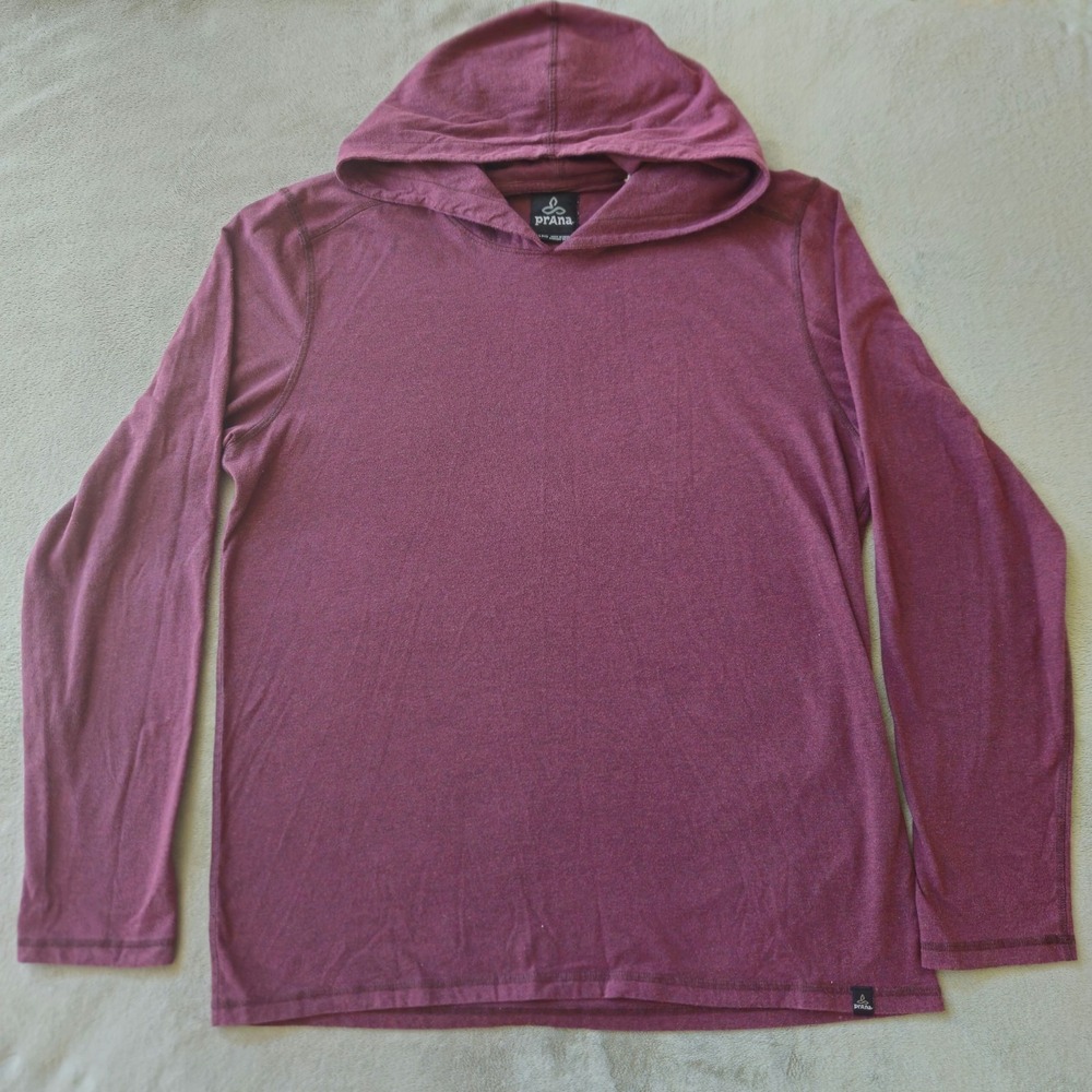 PrAna Lightweight Pullover Hoodie Hooded Sweatshirt Mens XL Burgandy